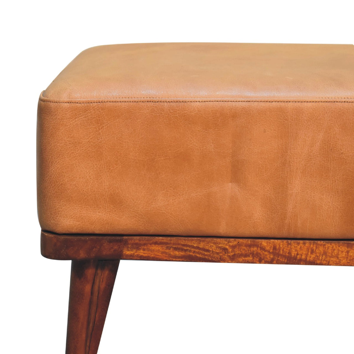 Sutton Buffalo Leather Tan Footstool