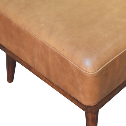 Sutton Buffalo Leather Tan Footstool