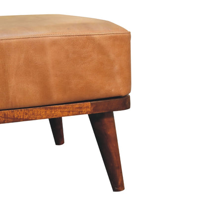 Sutton Buffalo Leather Tan Footstool
