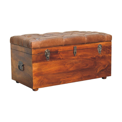 Sutton Buffalo Leather Chestnut Storage Trunk