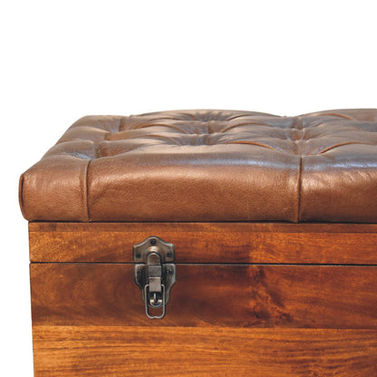 Sutton Buffalo Leather Chestnut Storage Trunk