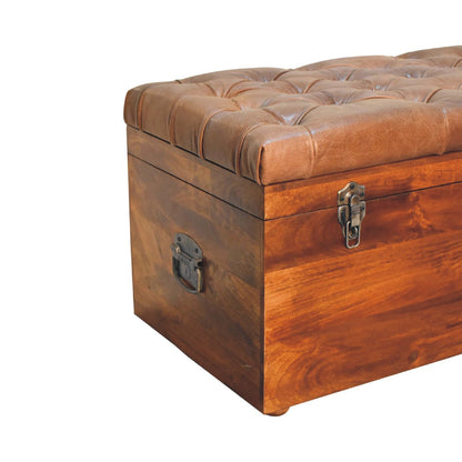 Sutton Buffalo Leather Chestnut Storage Trunk