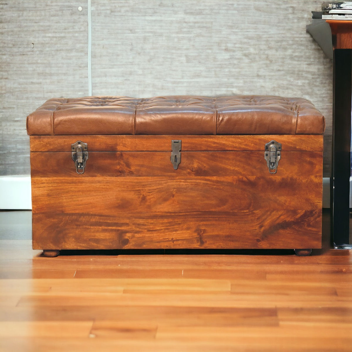 Sutton Buffalo Leather Chestnut Storage Trunk