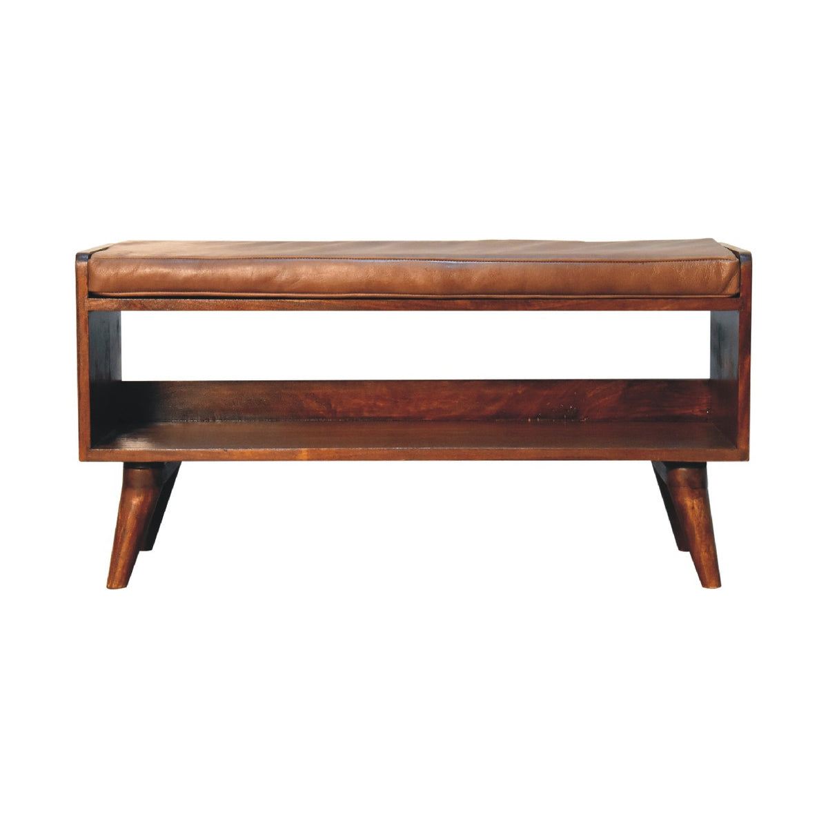 Sutton Buffalo Leather Padded Wood Bench