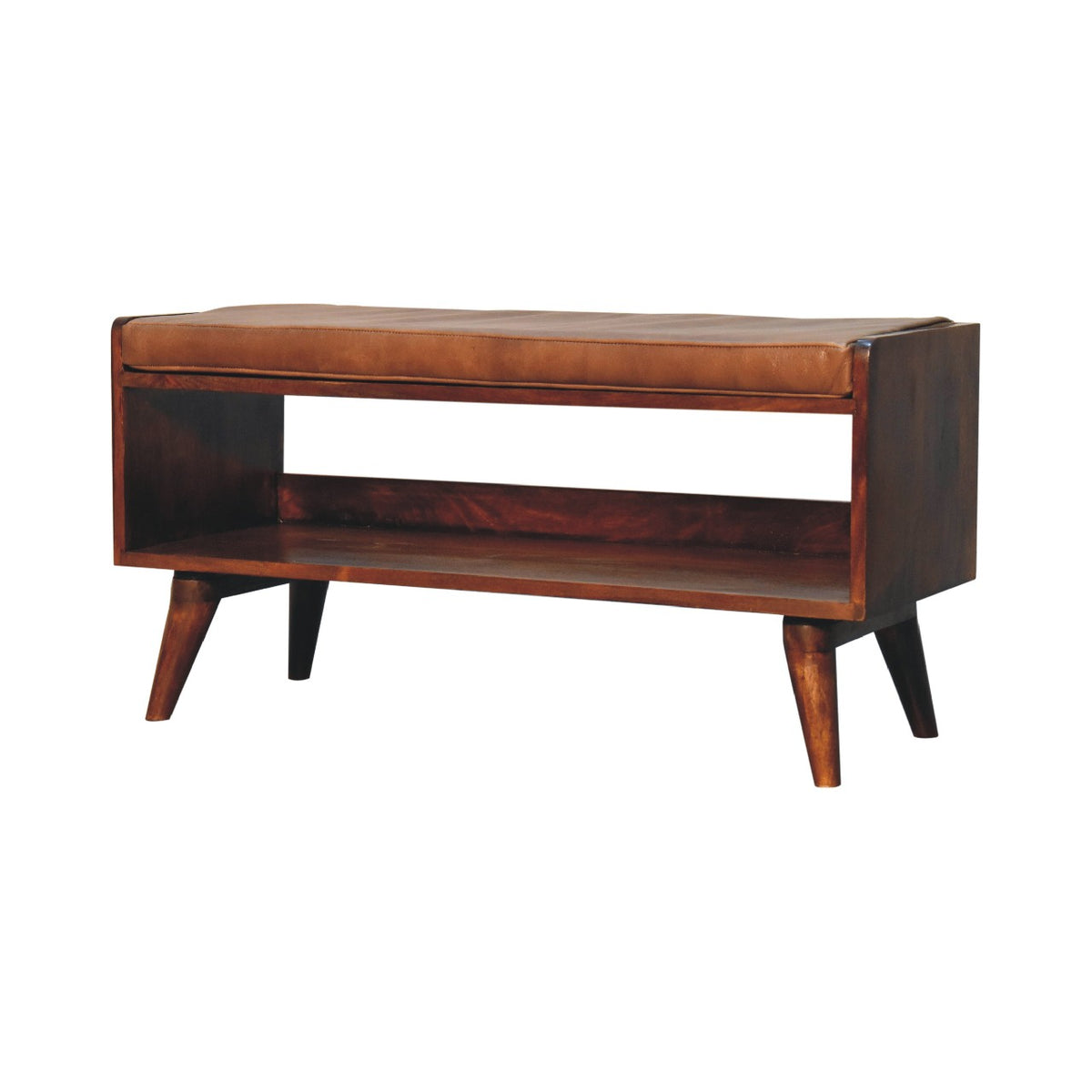Sutton Buffalo Leather Padded Wood Bench