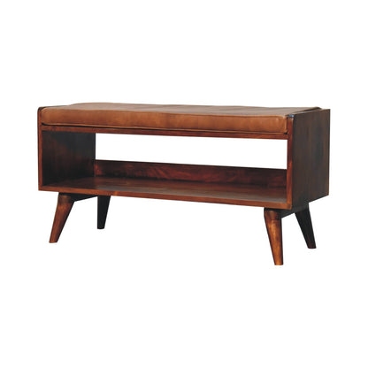 Sutton Buffalo Leather Padded Wood Bench