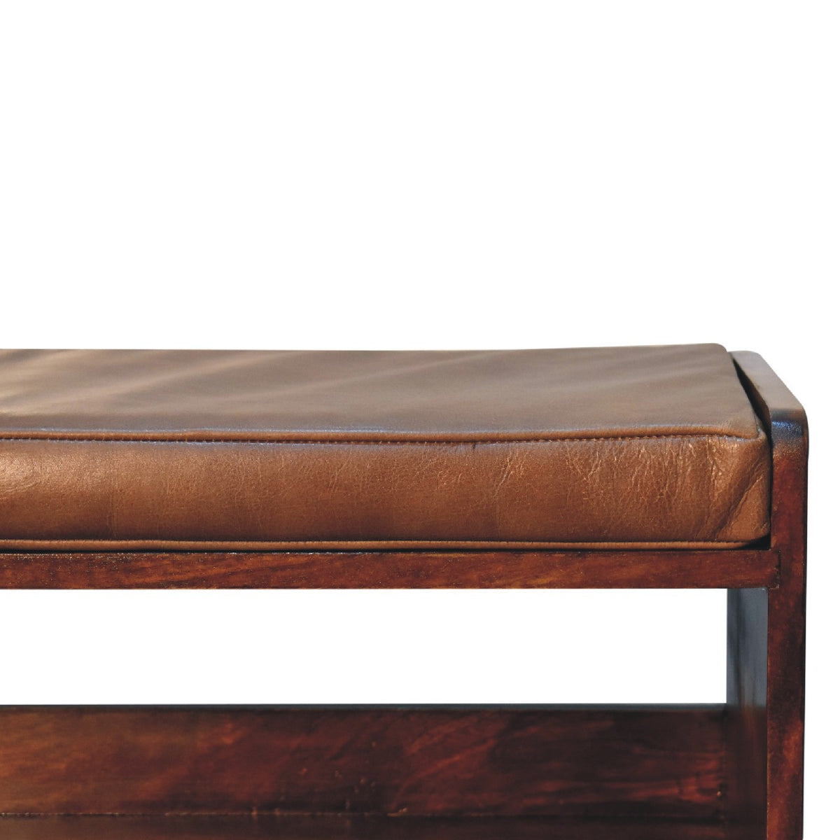 Sutton Buffalo Leather Padded Wood Bench