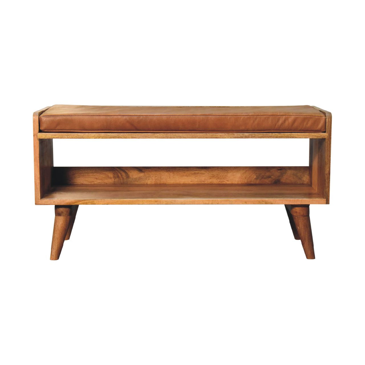 Sutton Buffalo Leather Tan Upholstered Bench