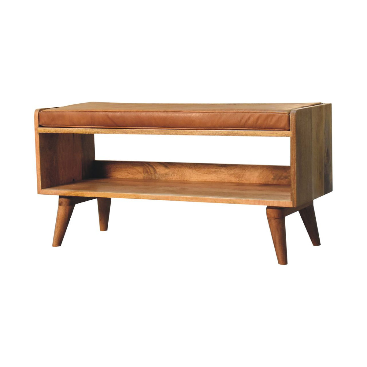 Sutton Buffalo Leather Tan Upholstered Bench