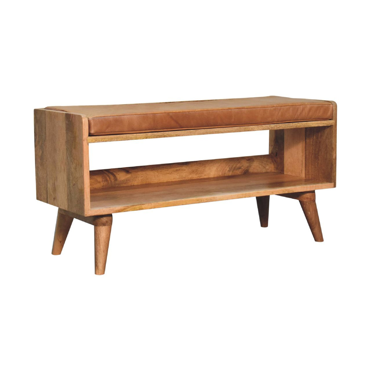 Sutton Buffalo Leather Tan Upholstered Bench