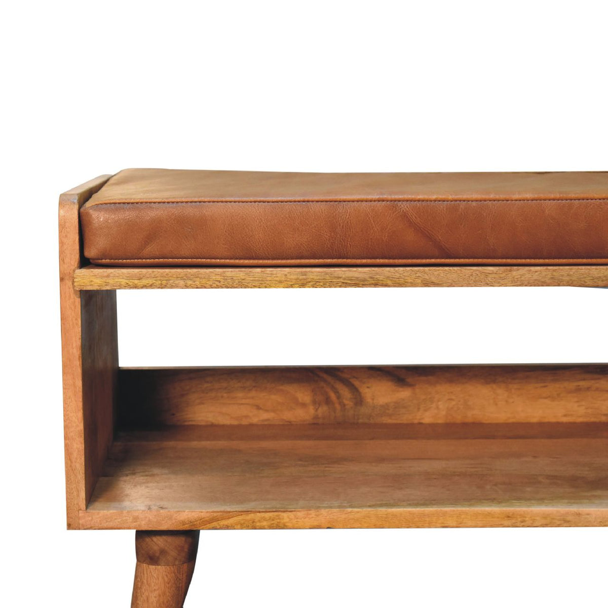 Sutton Buffalo Leather Tan Upholstered Bench