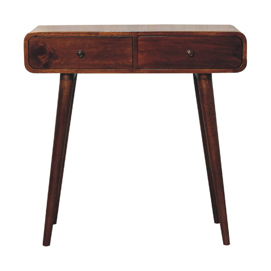 Nashville Chestnut 2-Drawer Curved Console Table