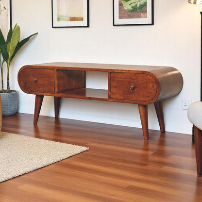 Chestnut Ridge Circular 2 Drawer TV Console