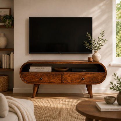 Chestnut Ridge Circular 2 Drawer TV Unit