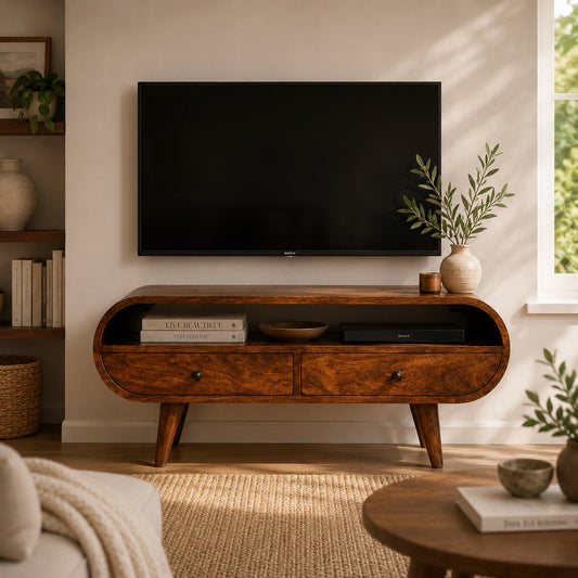 Chestnut Ridge Circular 2 Drawer TV Unit
