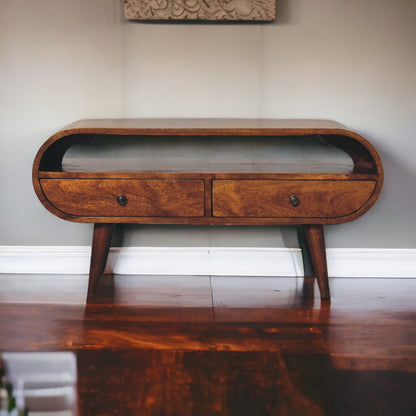 Chestnut Ridge Circular 2 Drawer TV Unit