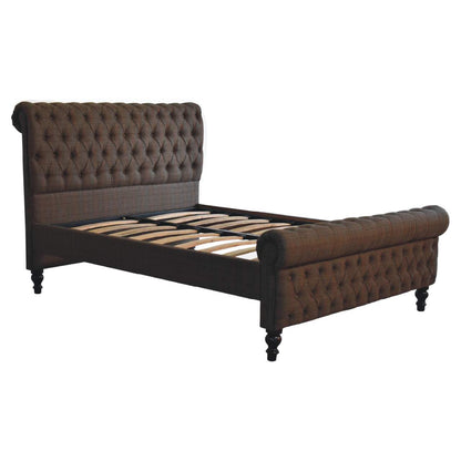 Multi Tweed Roll-Top Upholstered Bed Frame