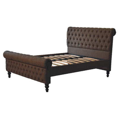Multi Tweed Roll-Top Upholstered Bed Frame