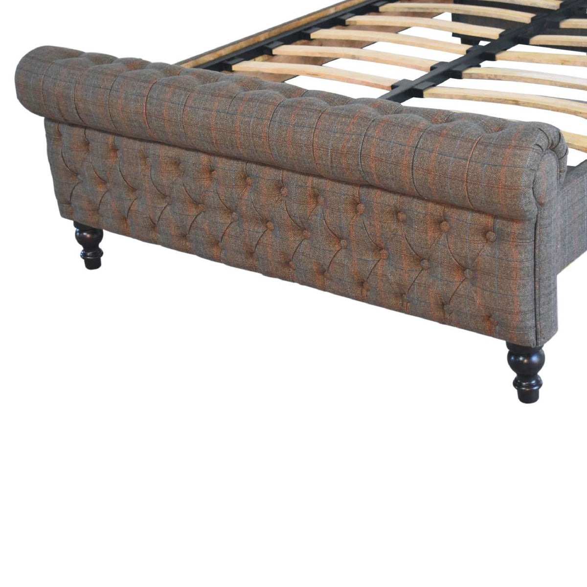 Multi Tweed Roll-Top Upholstered Bed Frame