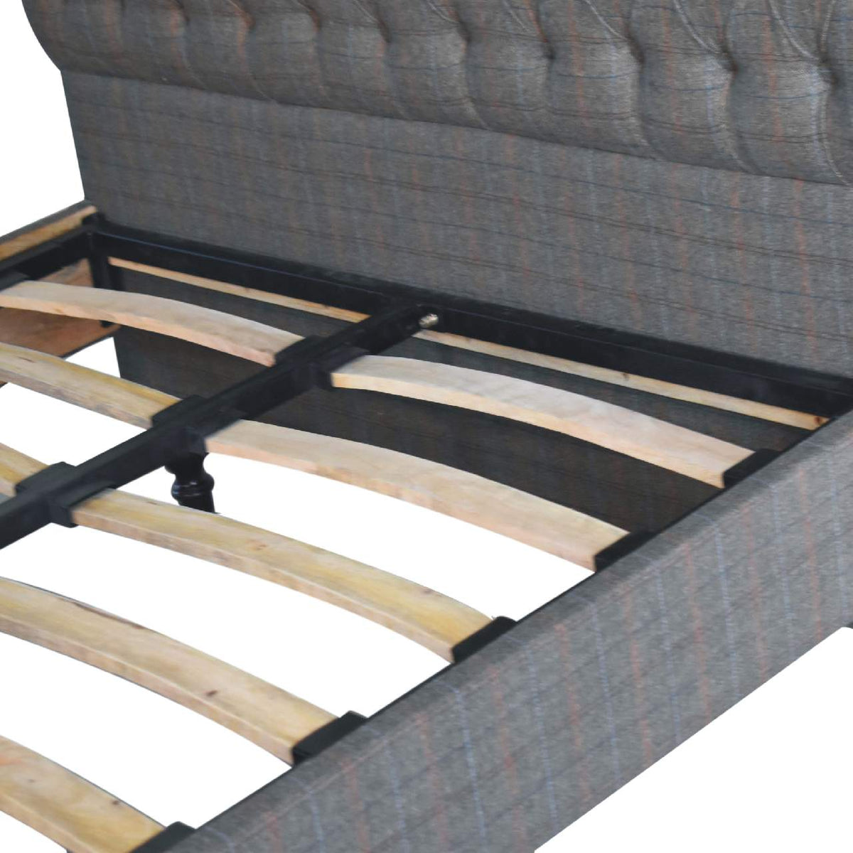 Multi Tweed Roll-Top Upholstered Bed Frame