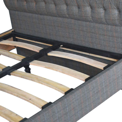 Multi Tweed Roll-Top Upholstered Bed Frame