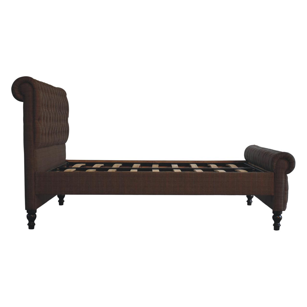 Multi Tweed Roll-Top Upholstered Bed Frame