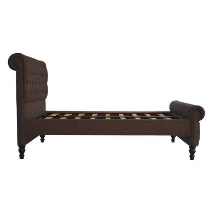 Multi Tweed Roll-Top Upholstered Bed Frame