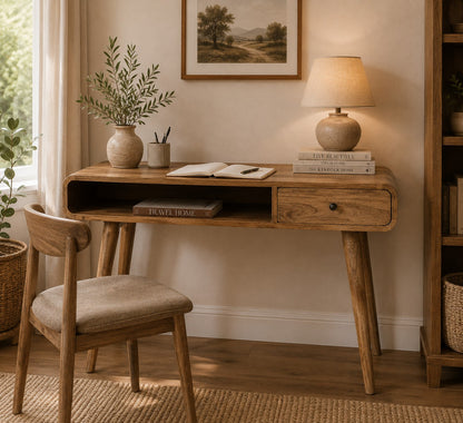 Nashville Curved Oak 1-Drawer Study Desk