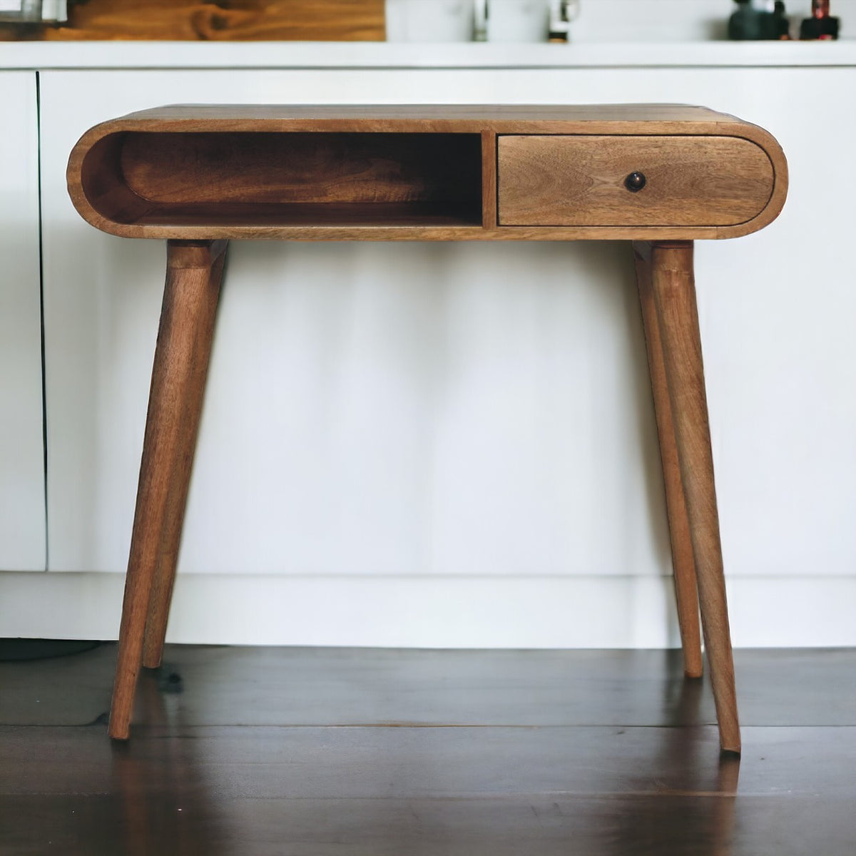 Big Sur Curved Flow 1 Drawer Oak Desk