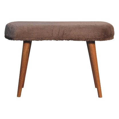 Nordic Mocha Faux Fur Upholstered Bench
