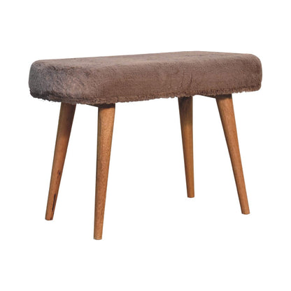 Nordic Mocha Faux Fur Upholstered Bench