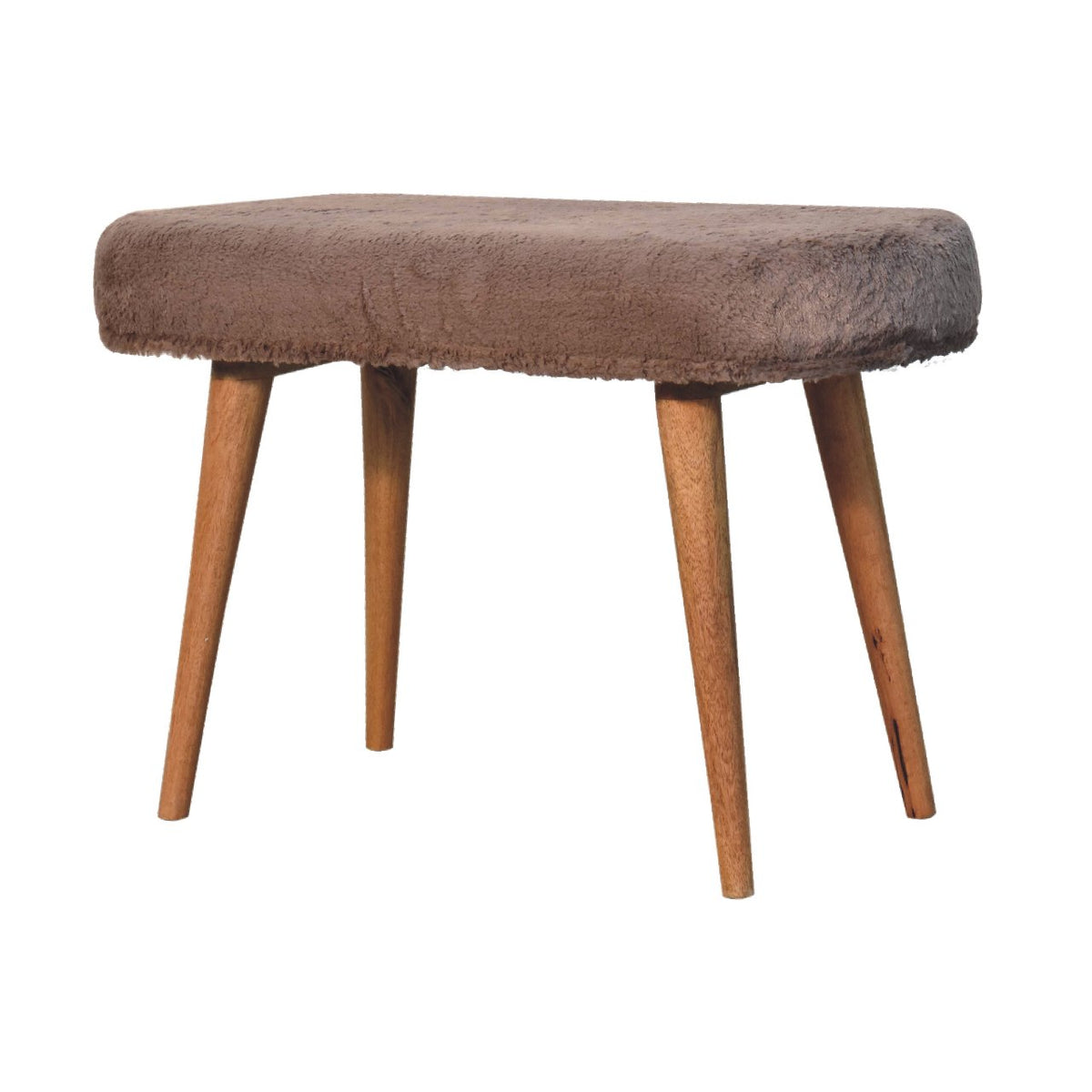 Nordic Mocha Faux Fur Upholstered Bench
