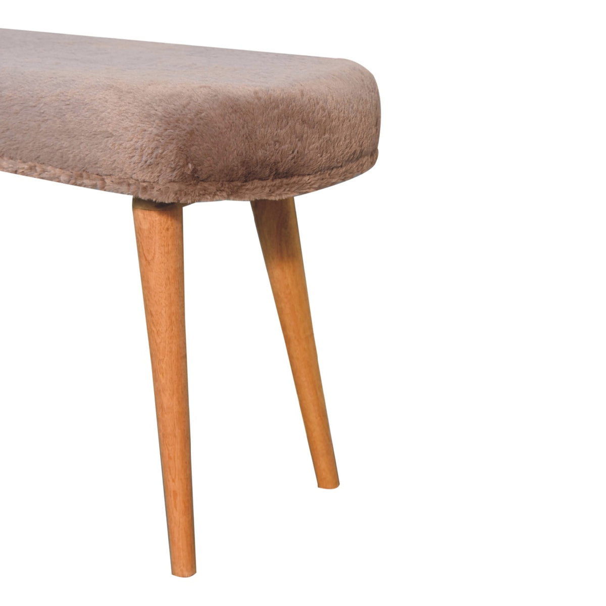 Nordic Mocha Faux Fur Upholstered Bench