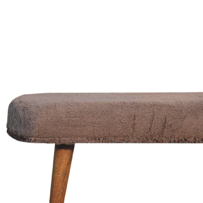 Nordic Mocha Faux Fur Upholstered Bench