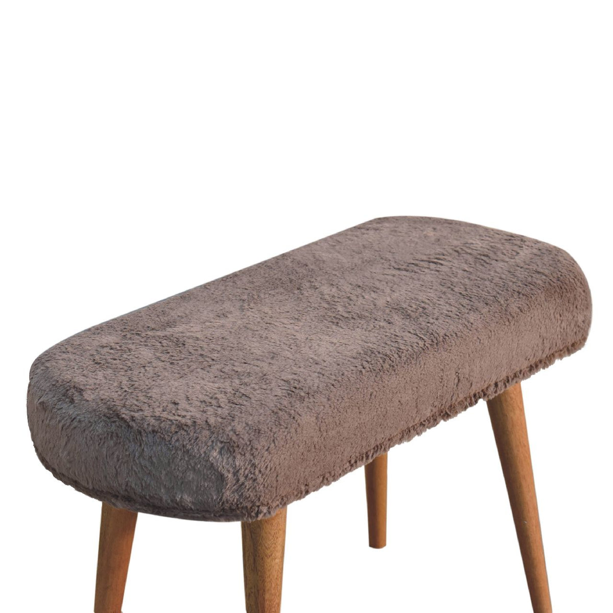 Nordic Mocha Faux Fur Upholstered Bench