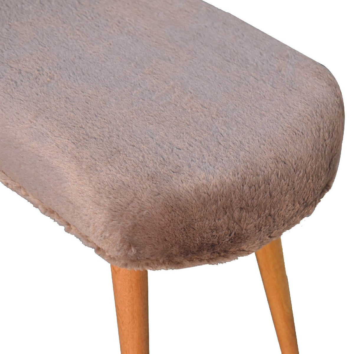 Nordic Mocha Faux Fur Upholstered Bench