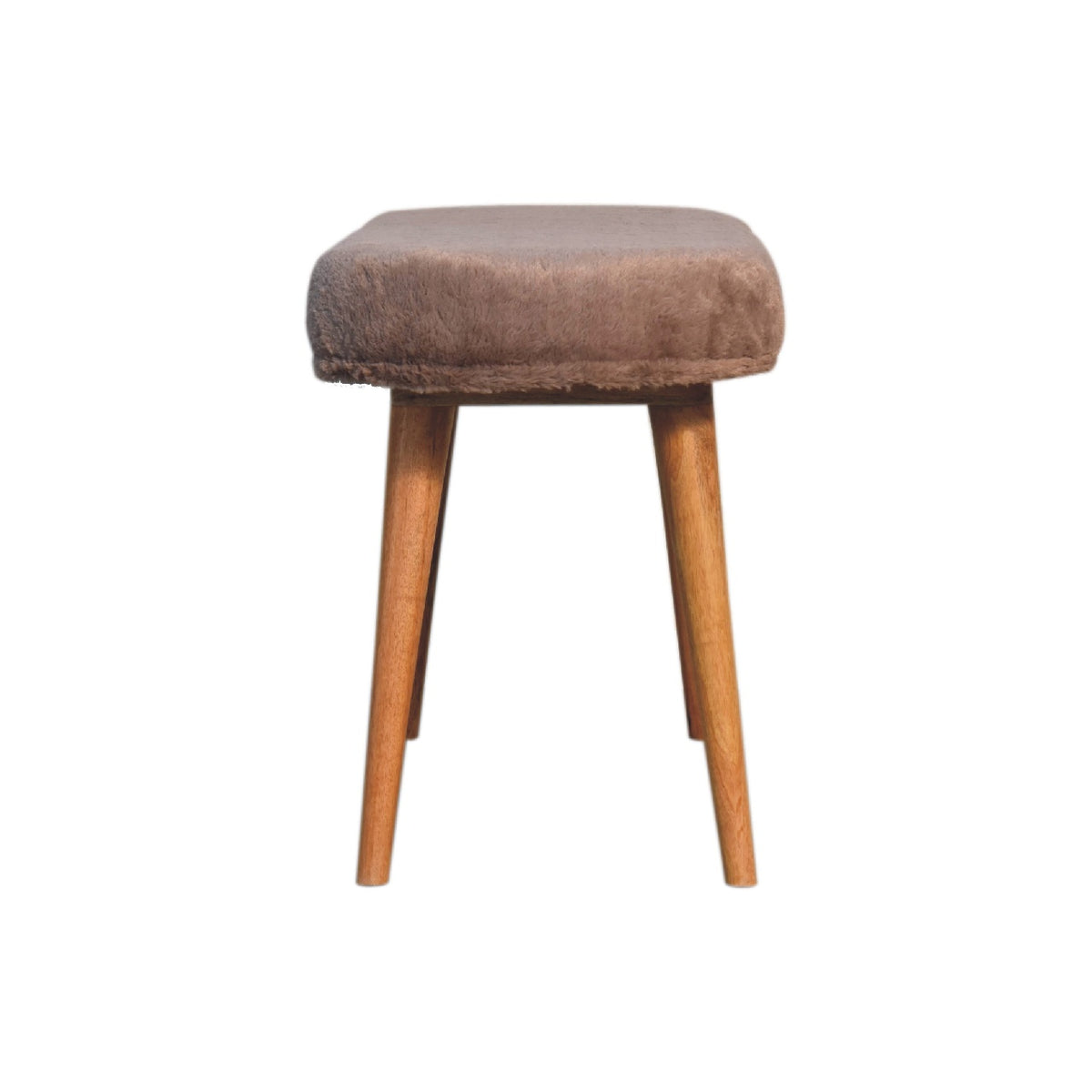 Nordic Mocha Faux Fur Upholstered Bench