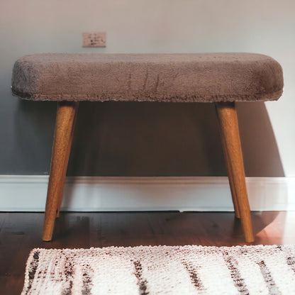 Nordic Mocha Faux Fur Upholstered Bench