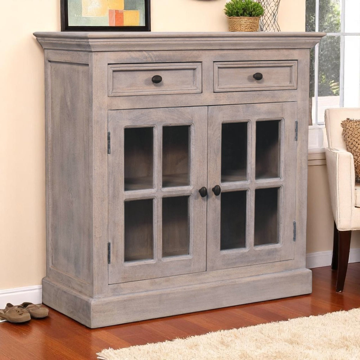 Bodie Wash 2 Drawer Glazed Cabinet