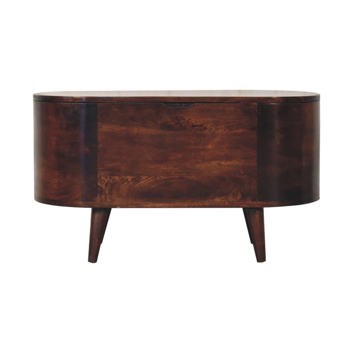 Warm Walnut Curved Lift Top Storage Trunk