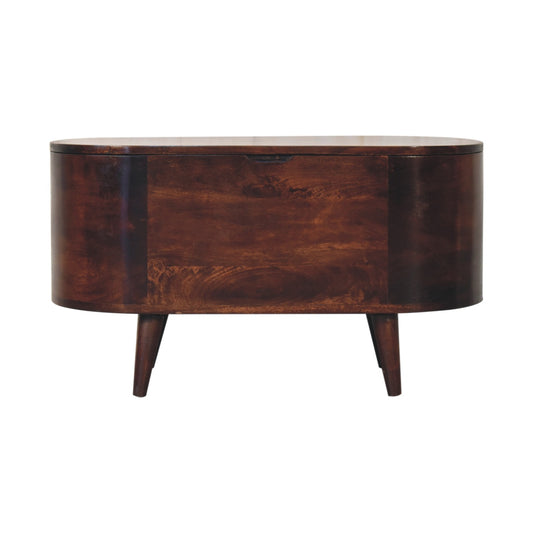 Warm Walnut Curved Lift Top Storage Trunk