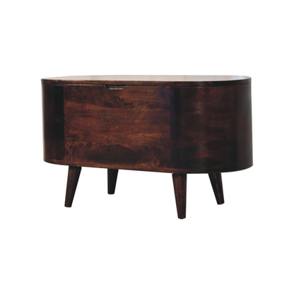 Warm Walnut Curved Lift Top Storage Trunk