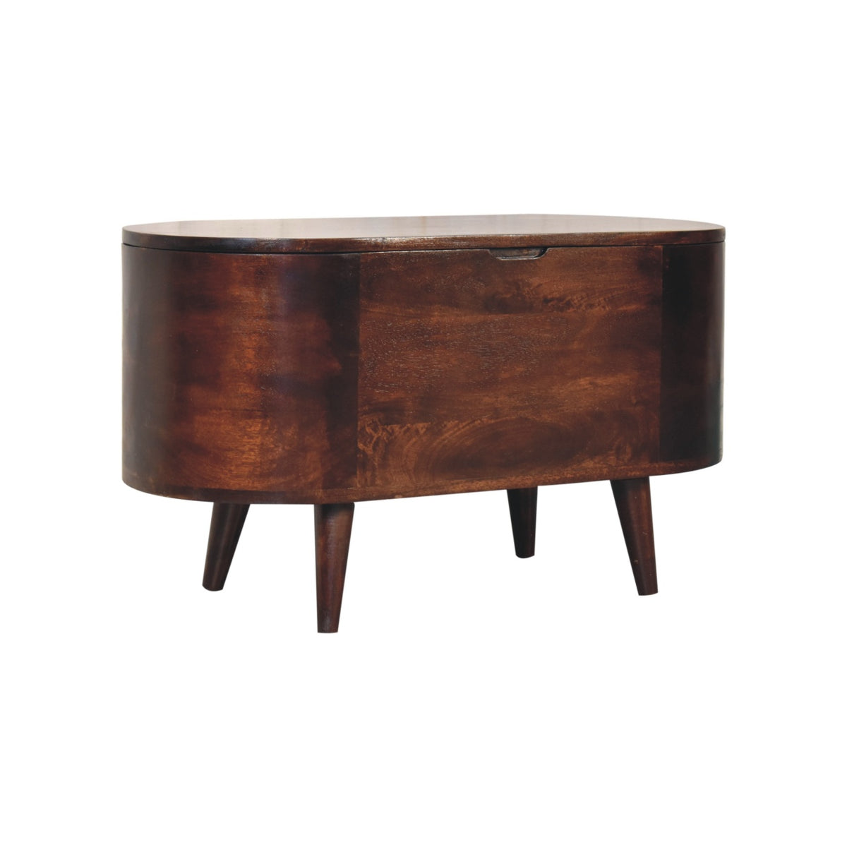 Warm Walnut Curved Lift Top Storage Trunk