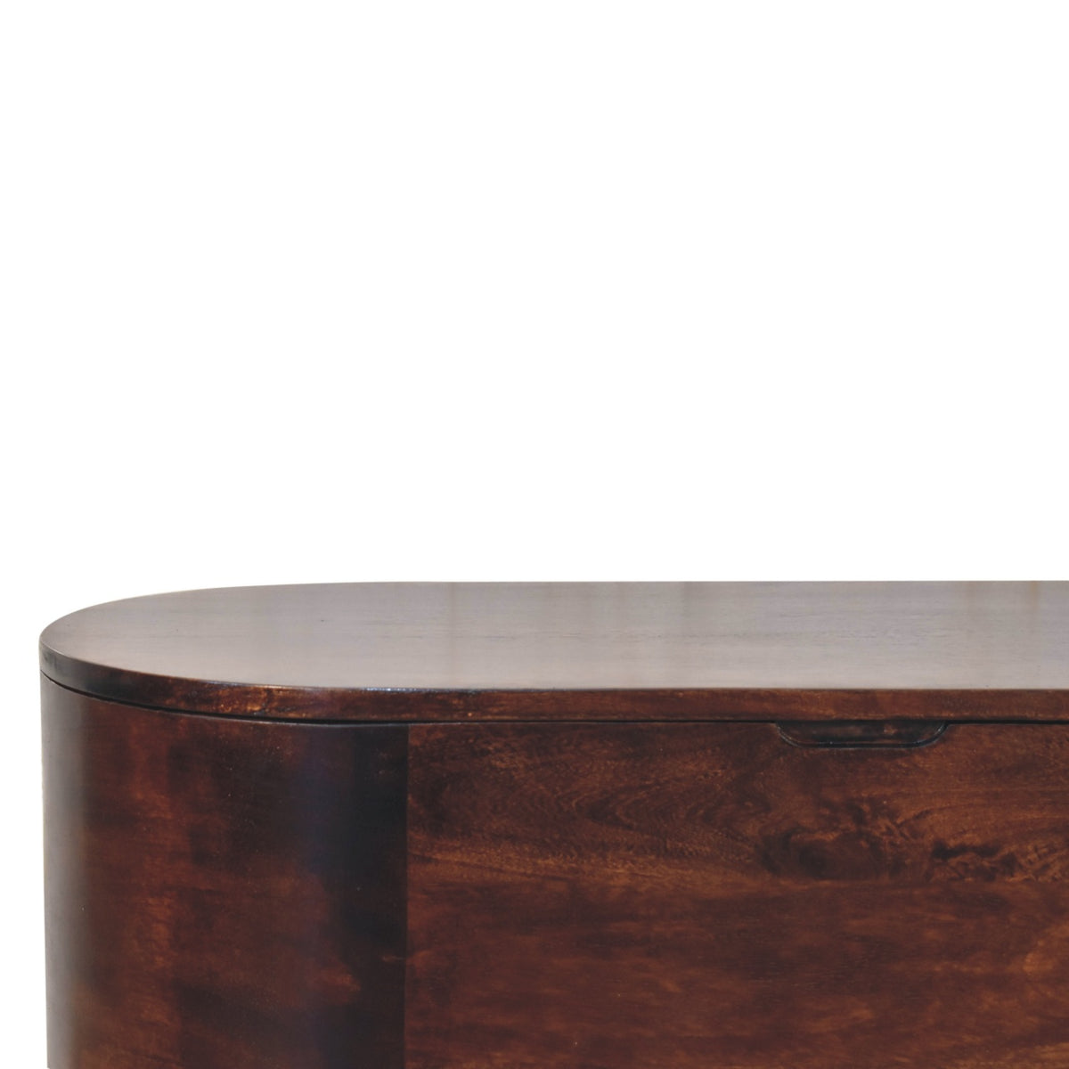 Warm Walnut Curved Lift Top Storage Trunk