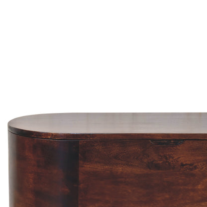 Warm Walnut Curved Lift Top Storage Trunk