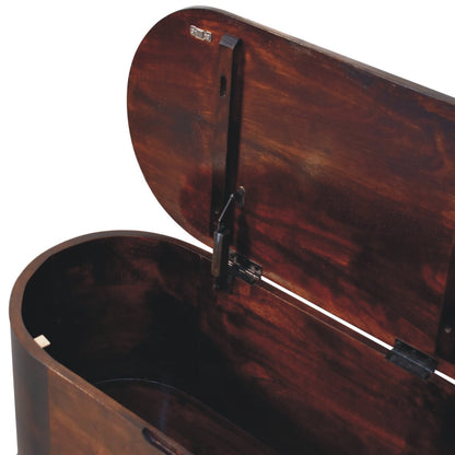 Warm Walnut Curved Lift Top Storage Trunk