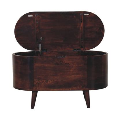 Warm Walnut Curved Lift Top Storage Trunk