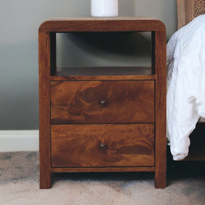 Dallas Solid Wood 2 Drawer Nightstand