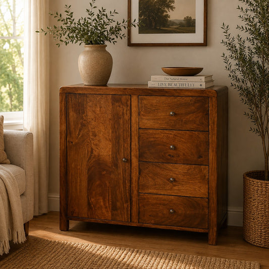 Dallas Solid Wood 4 Drawer Side Cabinet