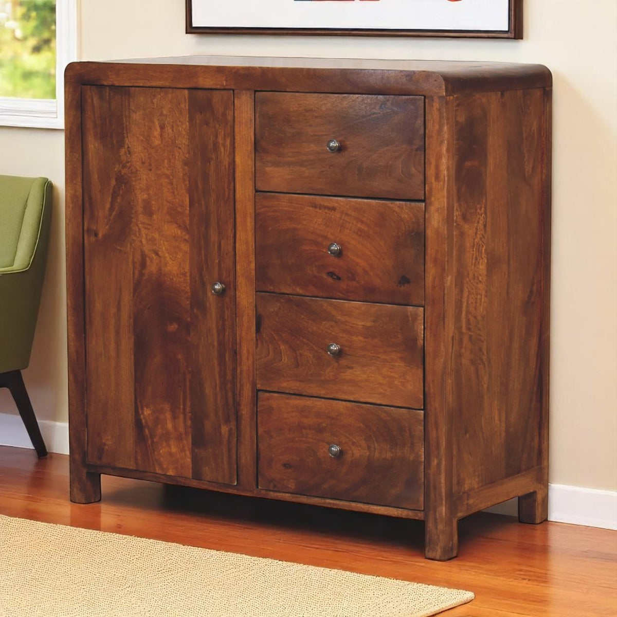 Dallas Solid Wood 4 Drawer Side Cabinet